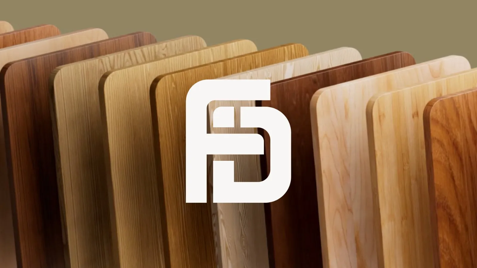 FDI monogram in white over a row of wood veneer panels