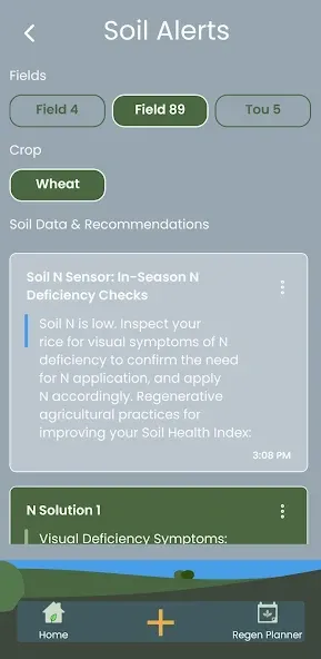 Groundwise soil alerts screen